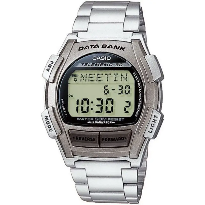 Casio Men’s Digital 30-Page Databank Stainless Steel Watch