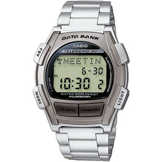 Casio Men’s Digital 30-Page Databank Stainless Steel Watch