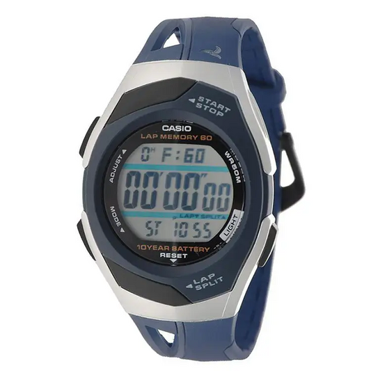 Casio Men’s Digital 60-Lap Memory 10-Yr Battery Blue Resin
