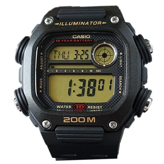 Casio Men’s Digital Quartz 10-Year Battery 200m Black Resin