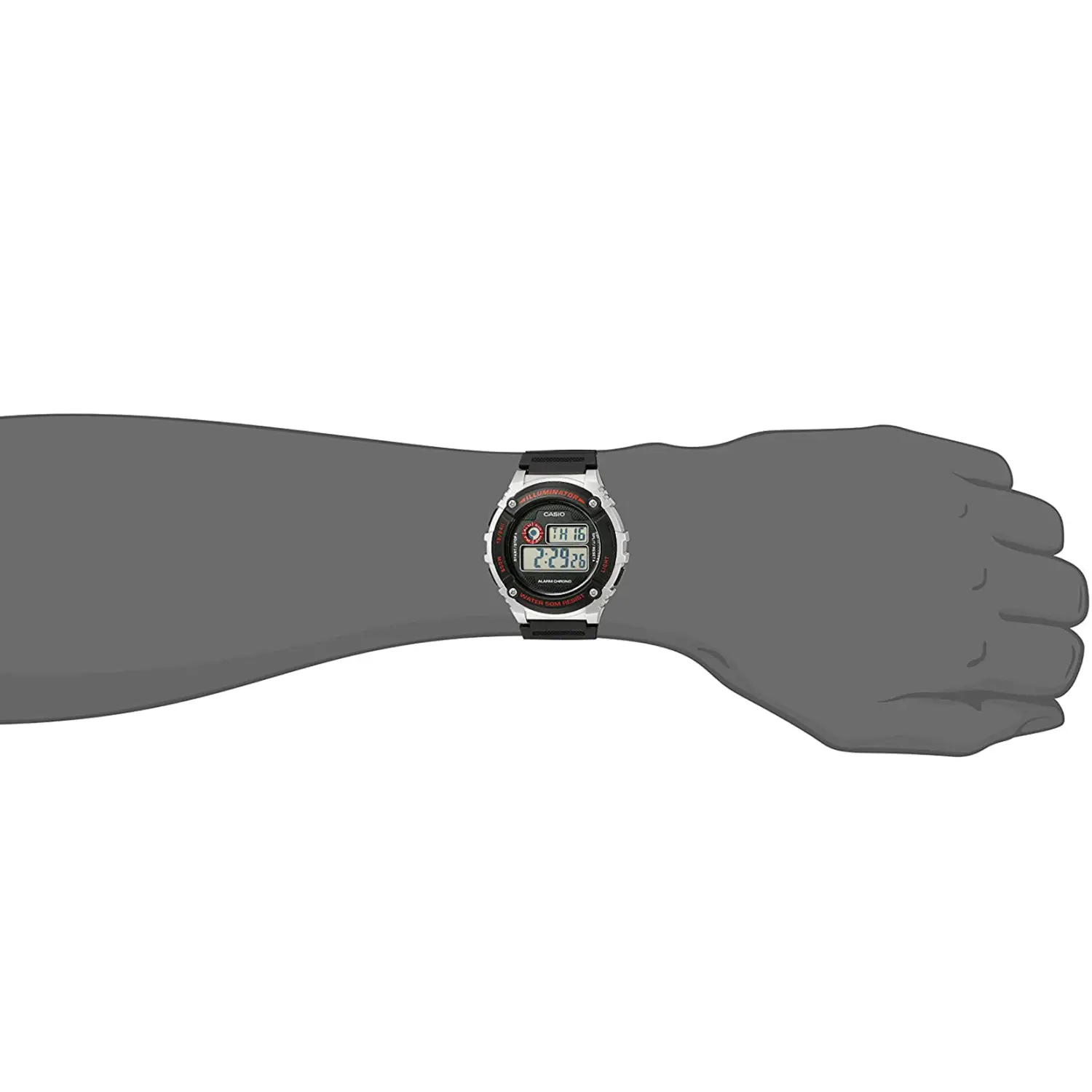 Casio Men s Digital Quartz LED Light 7 Year Battery Black Resin Watch W216H 1CV