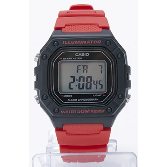 Casio Men’s Digital Quartz Stainless Steel/Red Resin Watch