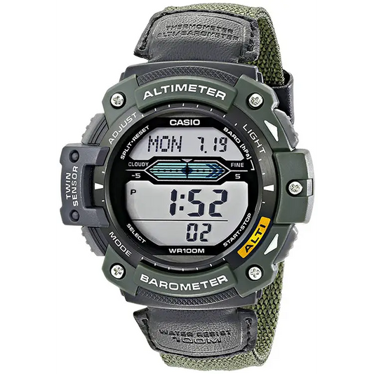 Casio Men’s Digital Quartz Twin Sensor 100m Green Nylon