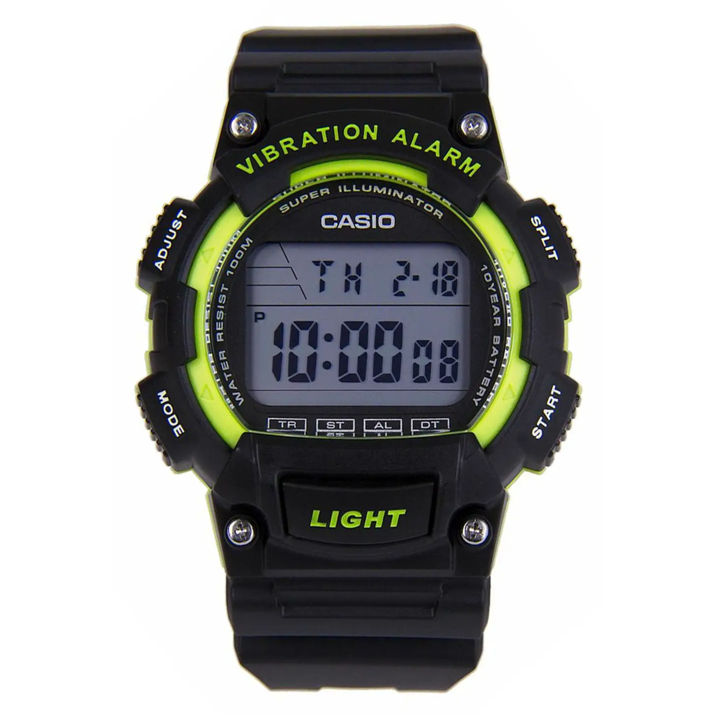 Casio Men’s Digital Quartz Vibe Alert 100m Green/Black Resin