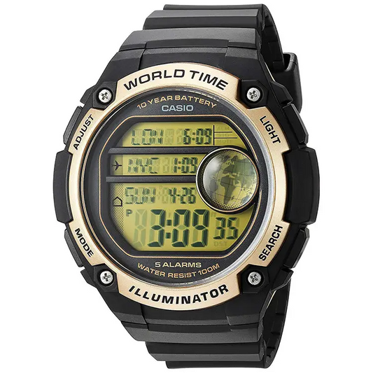 Casio Men’s Digital Quartz World Map 100m Black Resin Watch