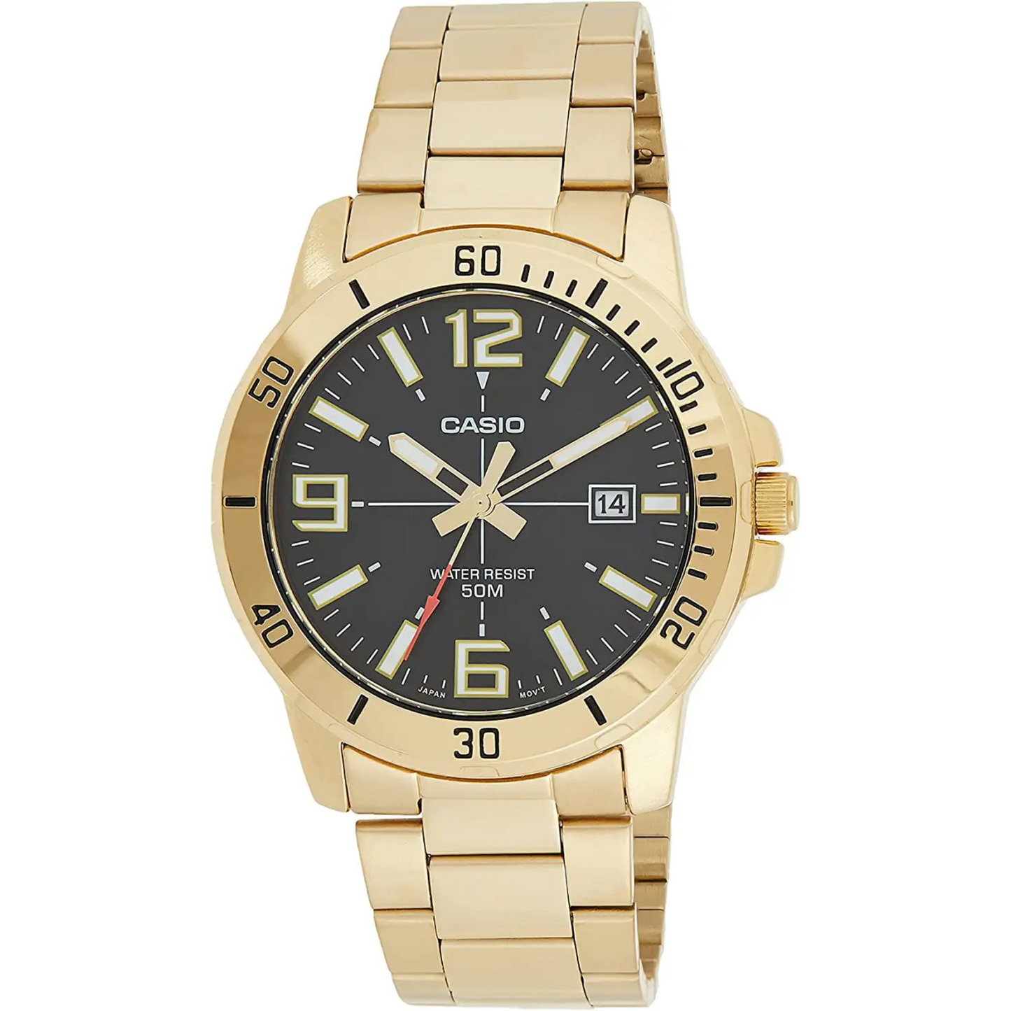 Casio Men’s Enticer Black Dial Gold Tone Stainless Steel