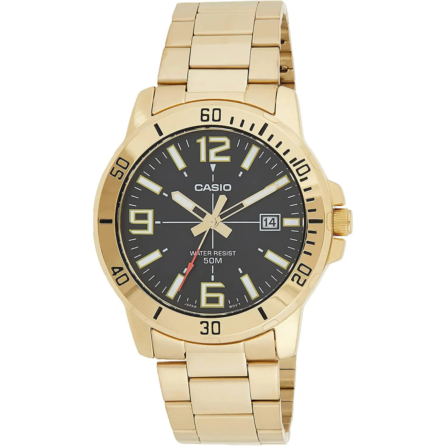 Casio Men’s Enticer Black Dial Gold Tone Stainless Steel