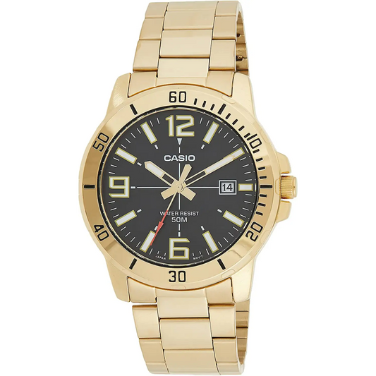 Casio Men’s Enticer Black Dial Gold Tone Stainless Steel