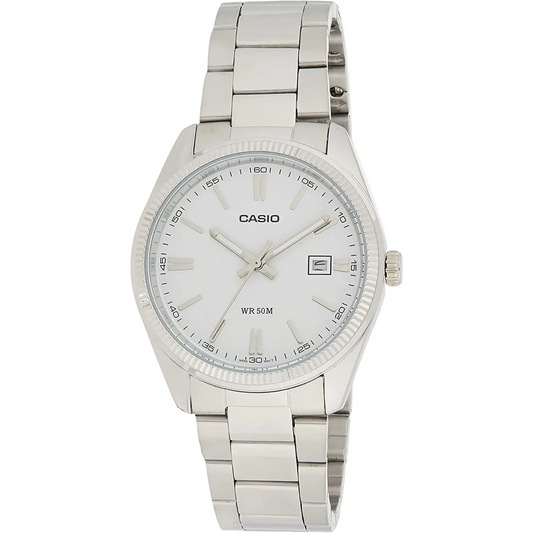 Casio Men’s General Quartz White Dial Stainless Steel Watch