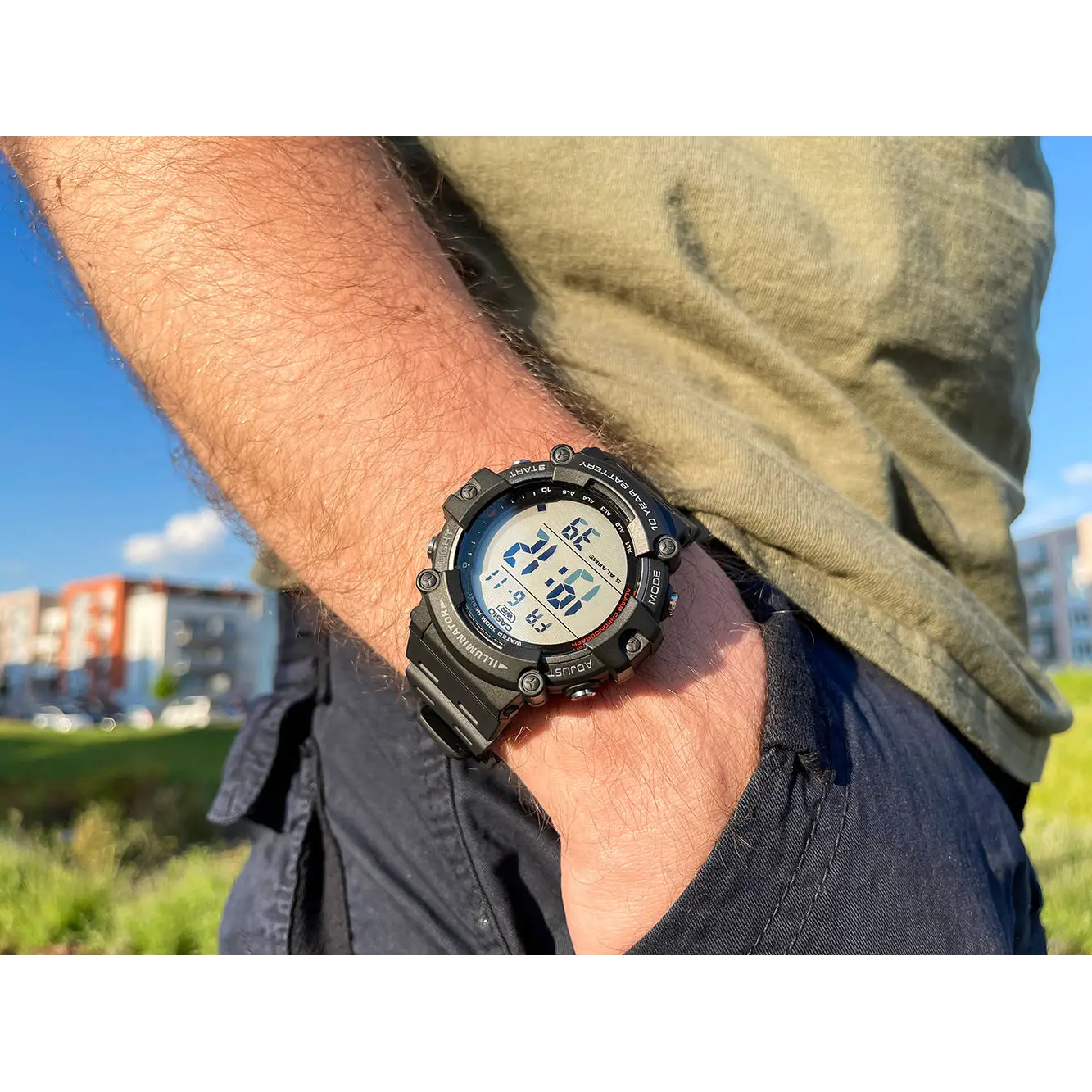Casio Men’s Illuminator Digital Quartz 100m Green Resin