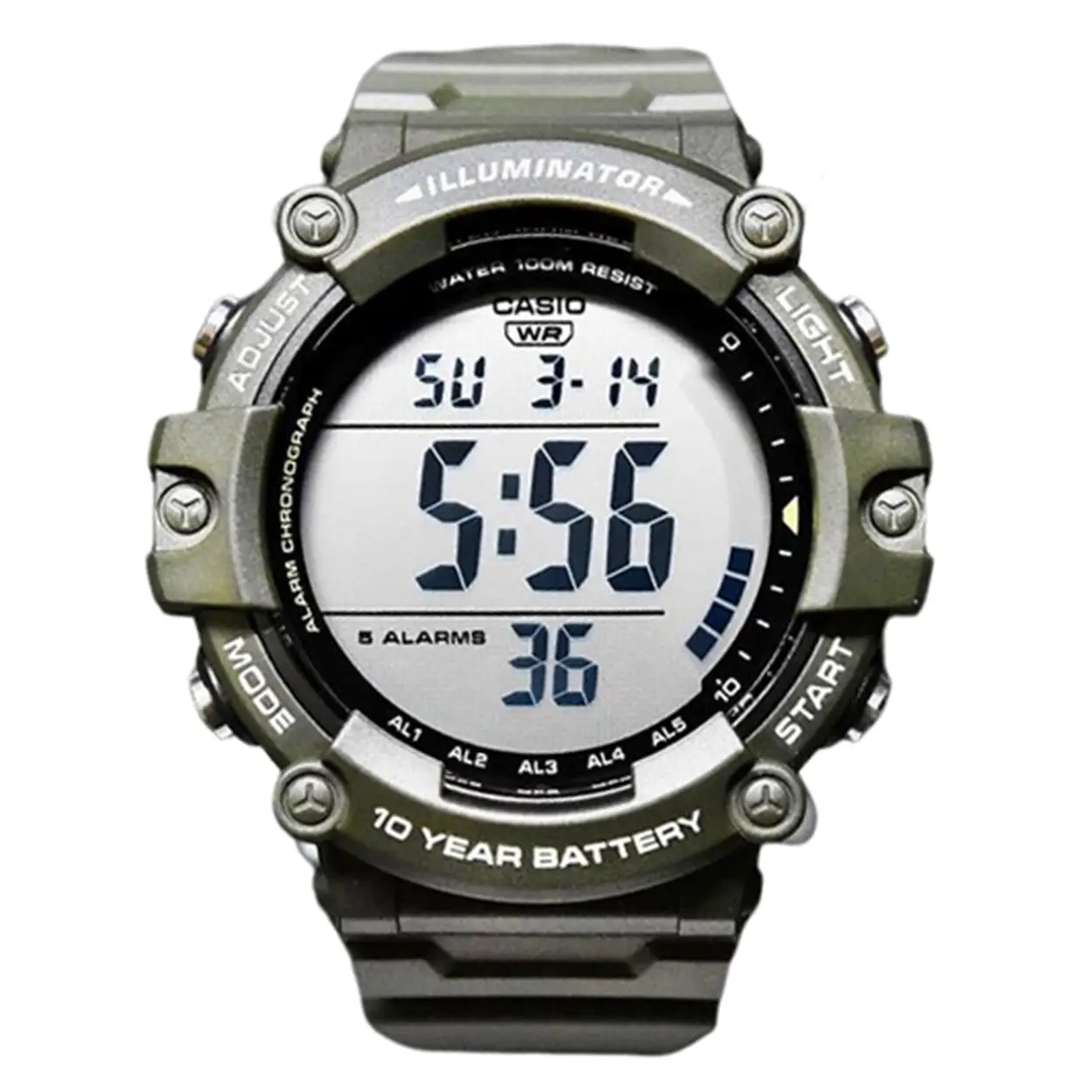 Casio Men’s Illuminator Digital Quartz 100m Green Resin