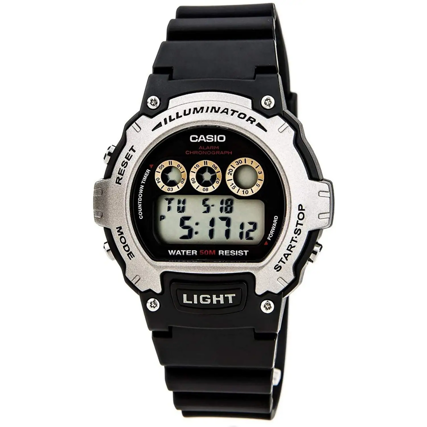 Casio Men’s Illuminator Digital Quartz Silver/Black Resin