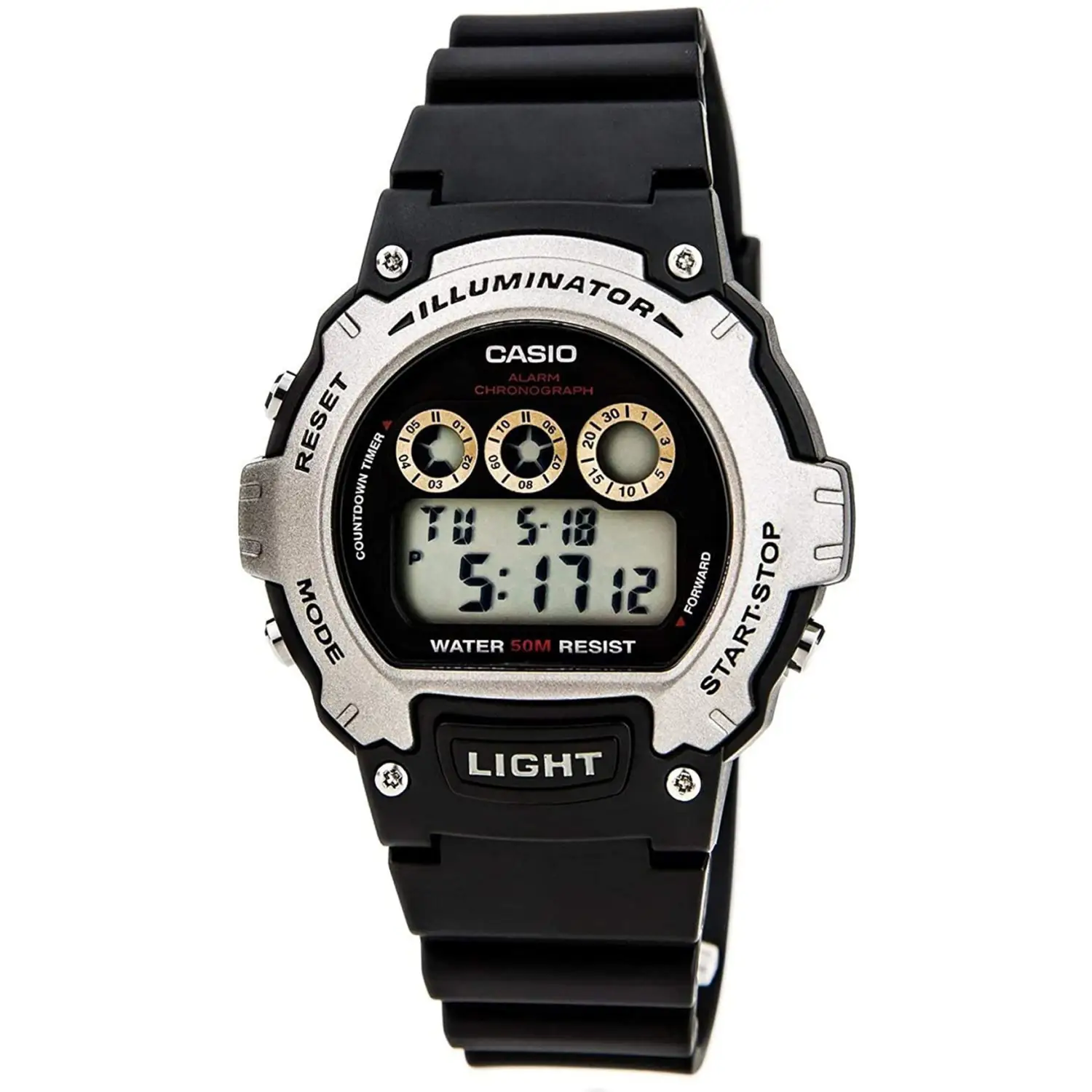 Casio Men’s Illuminator Digital Quartz Silver/Black Resin