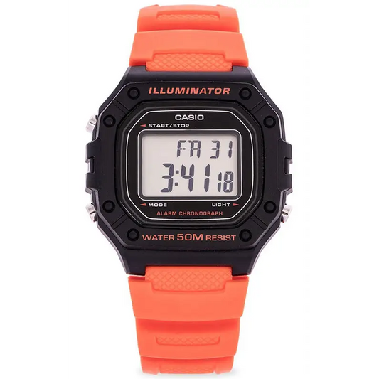 Casio Men’s Illuminator Stopwatch Digital Orange Resin Watch