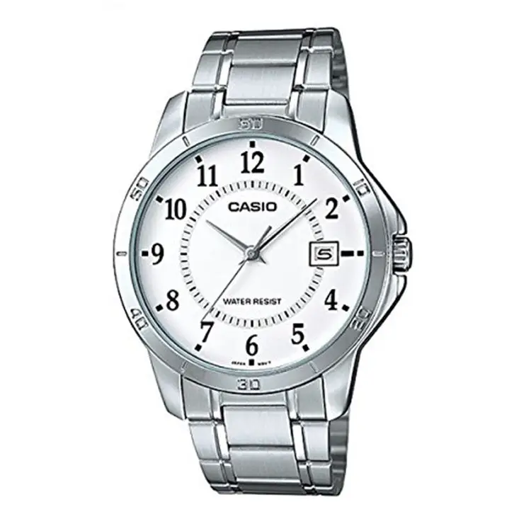 Casio Men’s Mineral Crystal White Dial Stainless Steel Watch