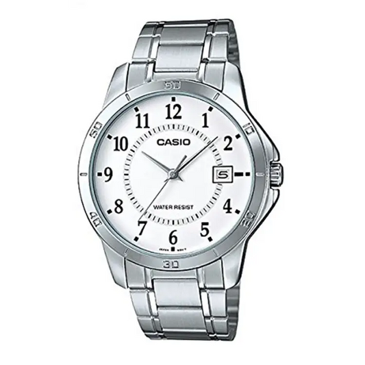 Casio Men’s Mineral Crystal White Dial Stainless Steel Watch