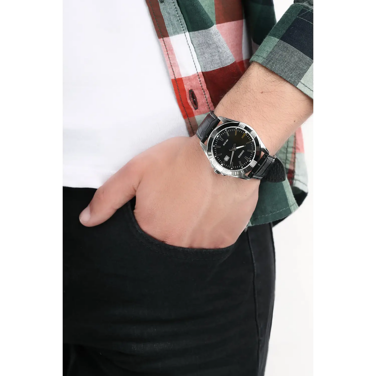 Casio Men’s MTP1308L-1AV Black Leather Quartz Watch