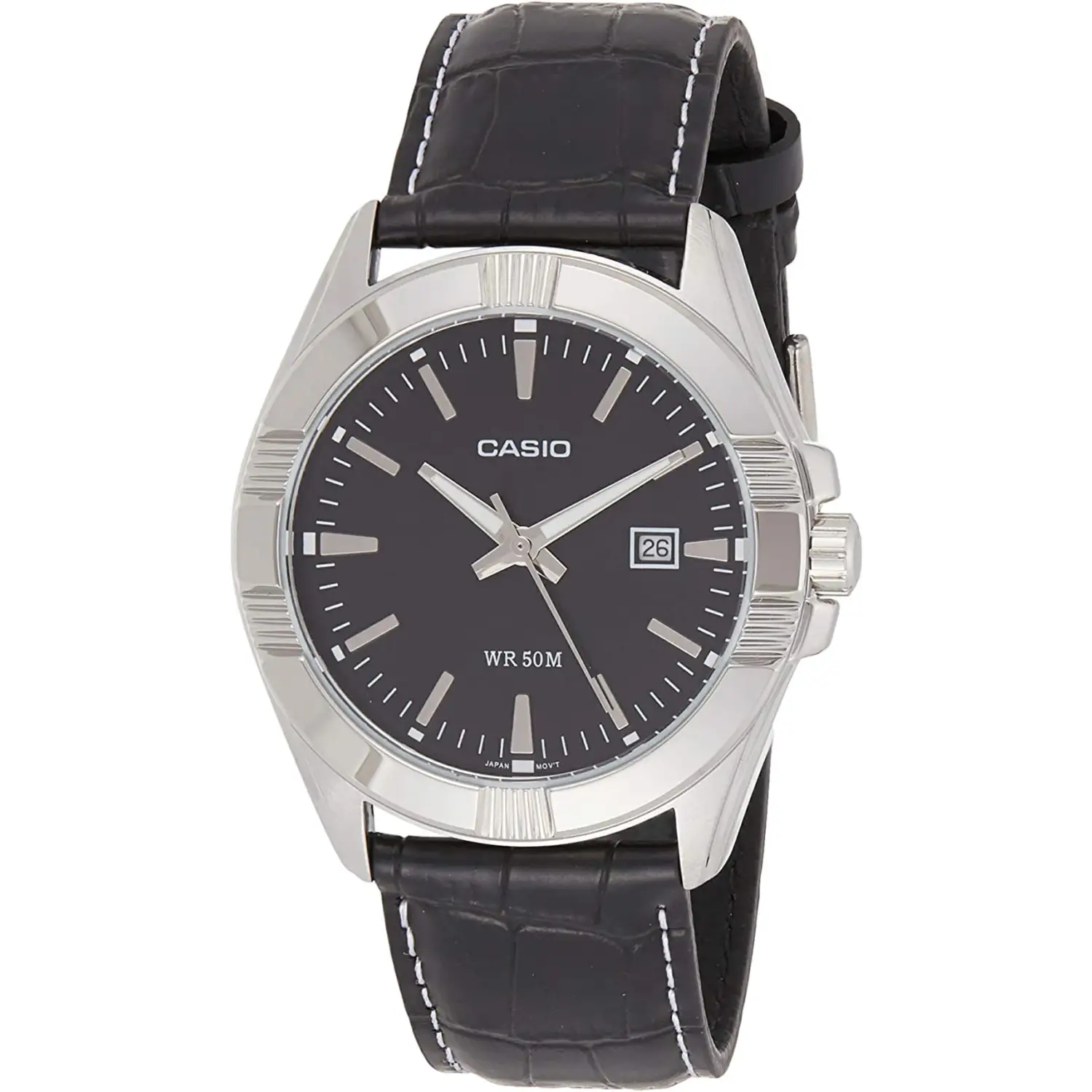 Casio Men’s MTP1308L-1AV Black Leather Quartz Watch