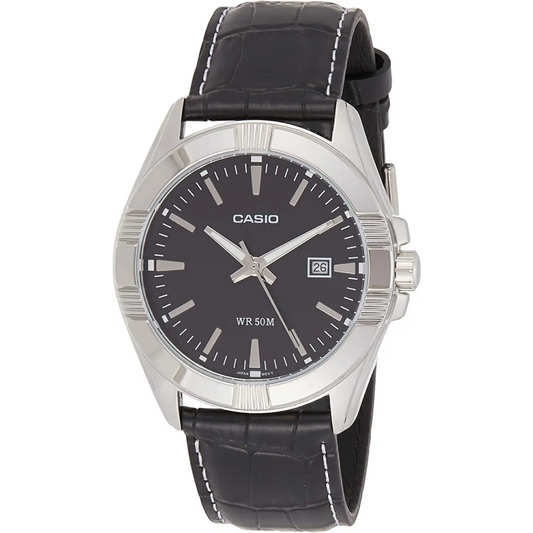 Casio Men’s MTP1308L-1AV Black Leather Quartz Watch