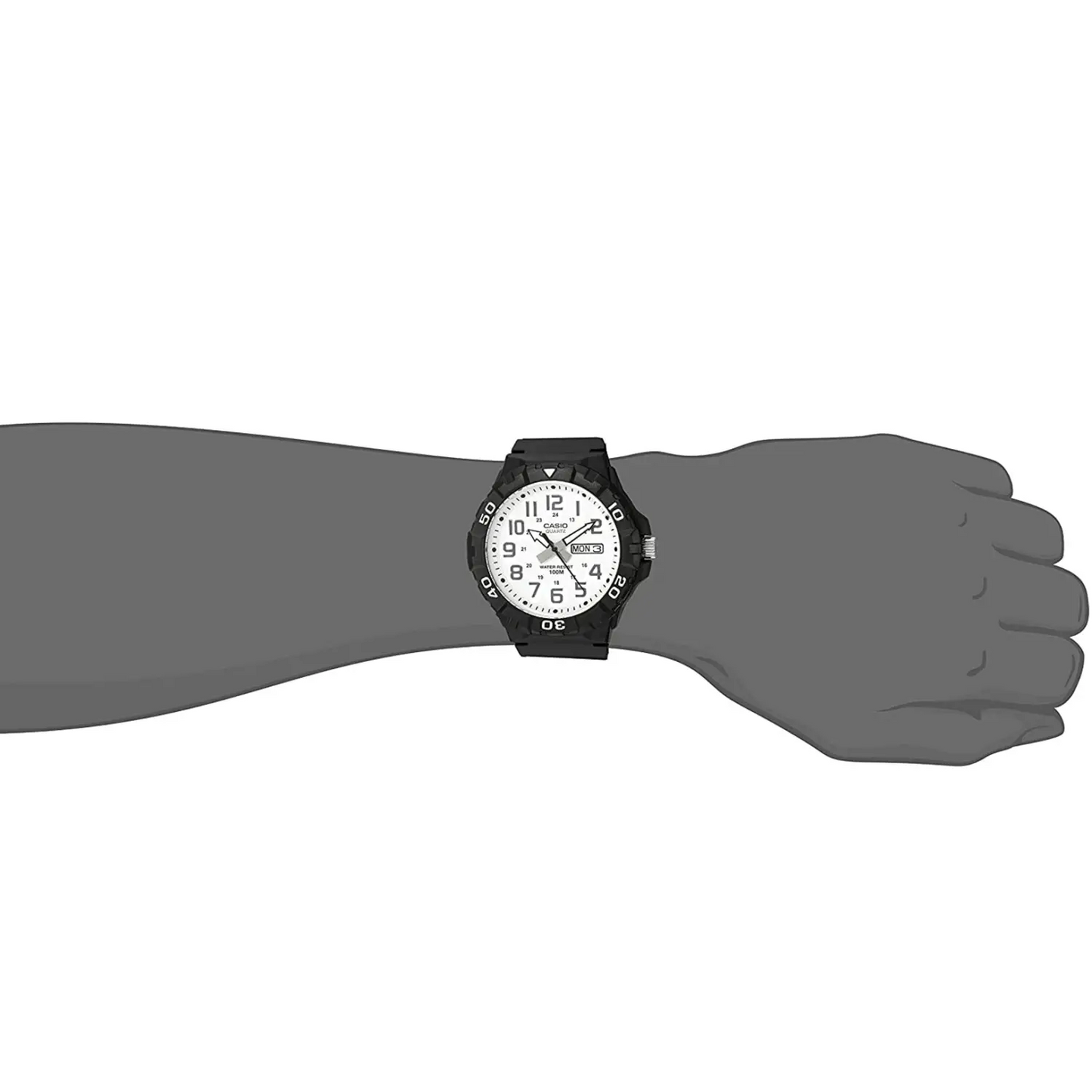 Casio Men’s Quartz 100m 12/24 Hour White Dial Black Resin