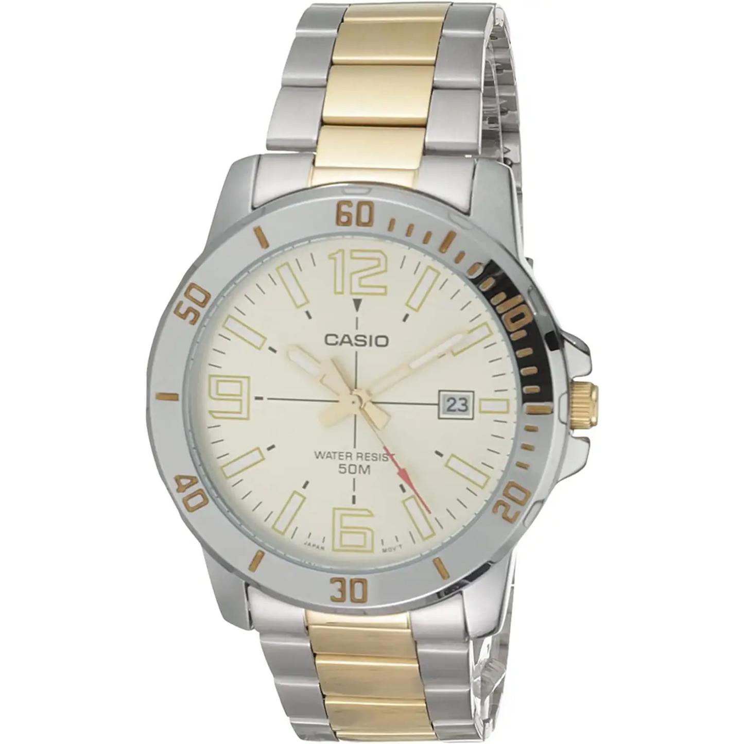 Casio Men’s Quartz Beige Dial Two Tone Stainless Steel Watch
