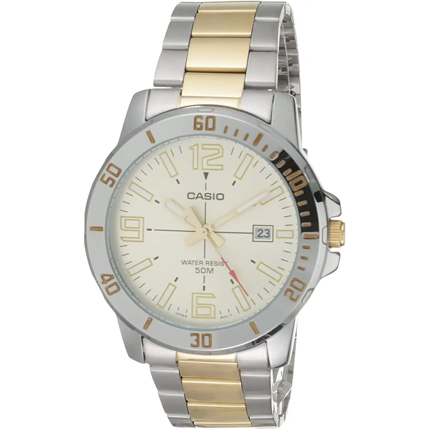 Casio Men’s Quartz Beige Dial Two Tone Stainless Steel Watch