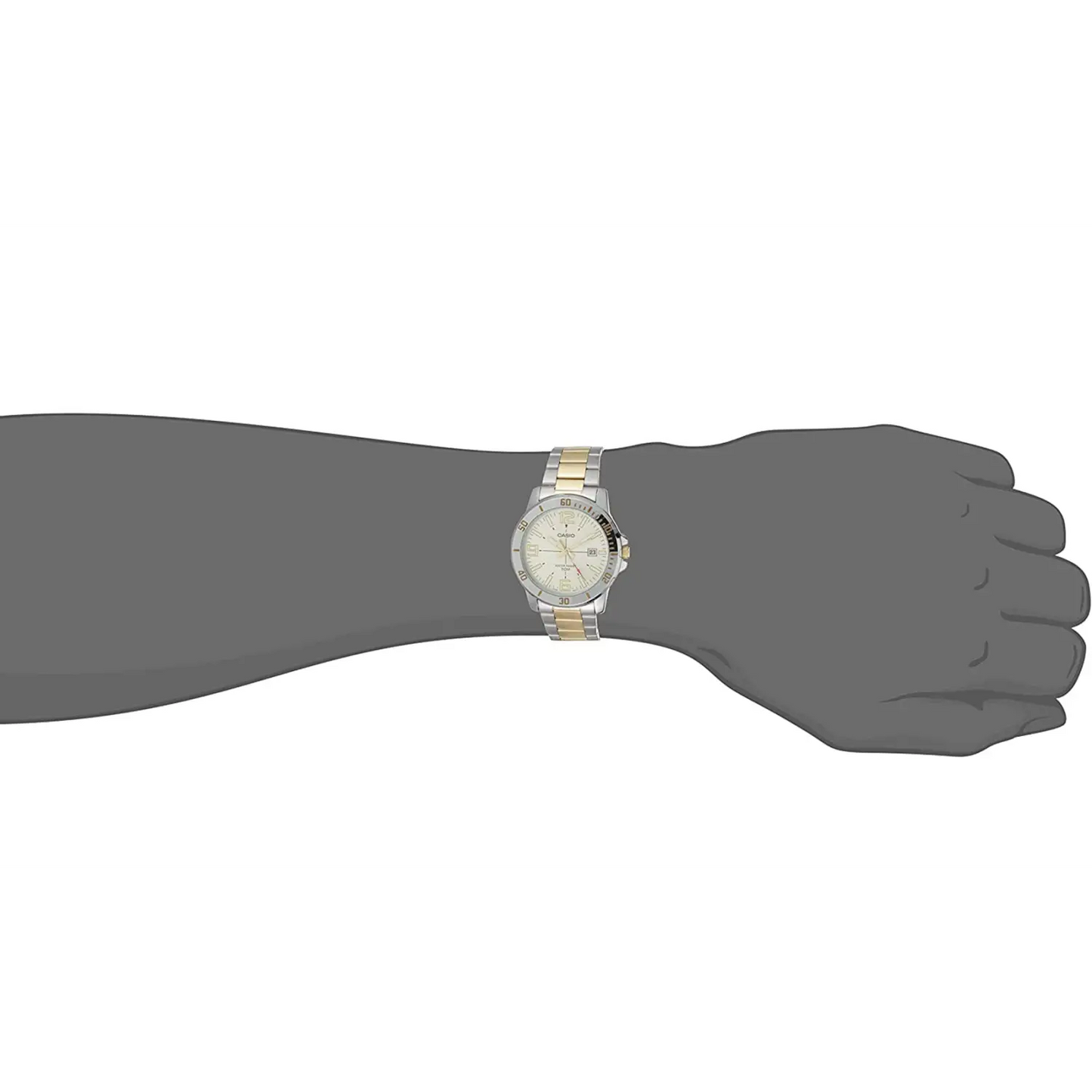 Casio Men’s Quartz Beige Dial Two Tone Stainless Steel Watch