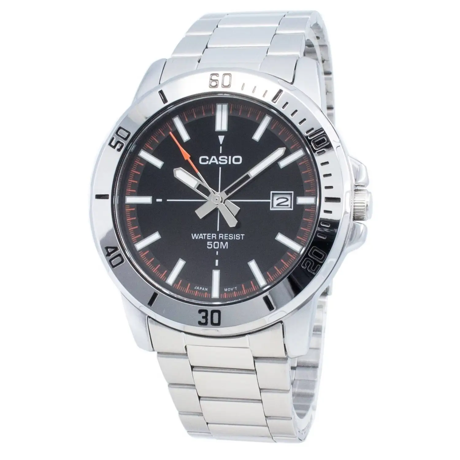 Casio Men’s Quartz Black Dial Stainless Steel Watch