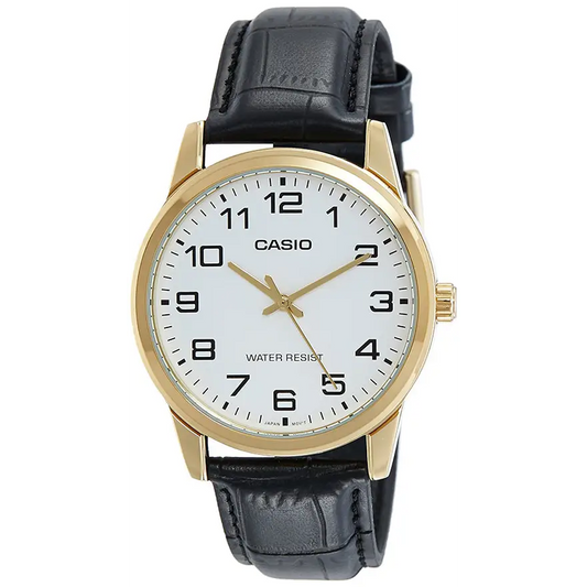 Casio Men’s Quartz Gold Tone Stainless Steel Black Leather