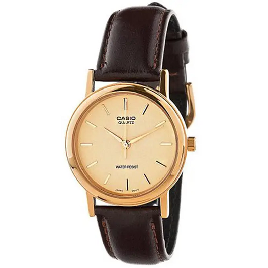 Casio Men’s Quartz Gold Tone Stainless Steel Brown Leather