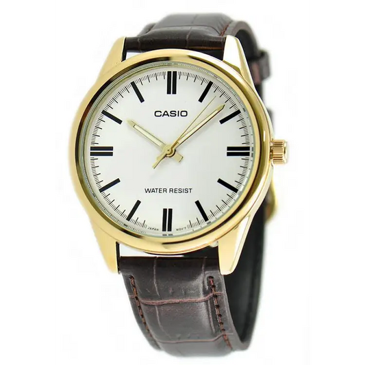 Casio Men’s Quartz Gold Tone Stainless Steel Brown Leather