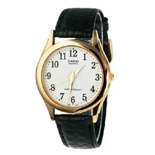 Casio Men’s Quartz Stainless Steel/Black Leather Watch