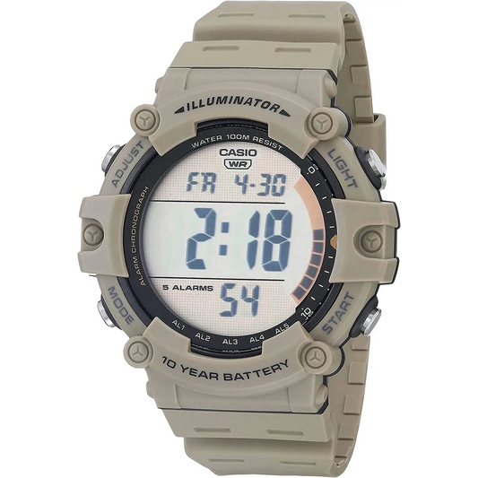 Casio Men’s Sports Digital 10-Yr Battery 100m Khaki Resin