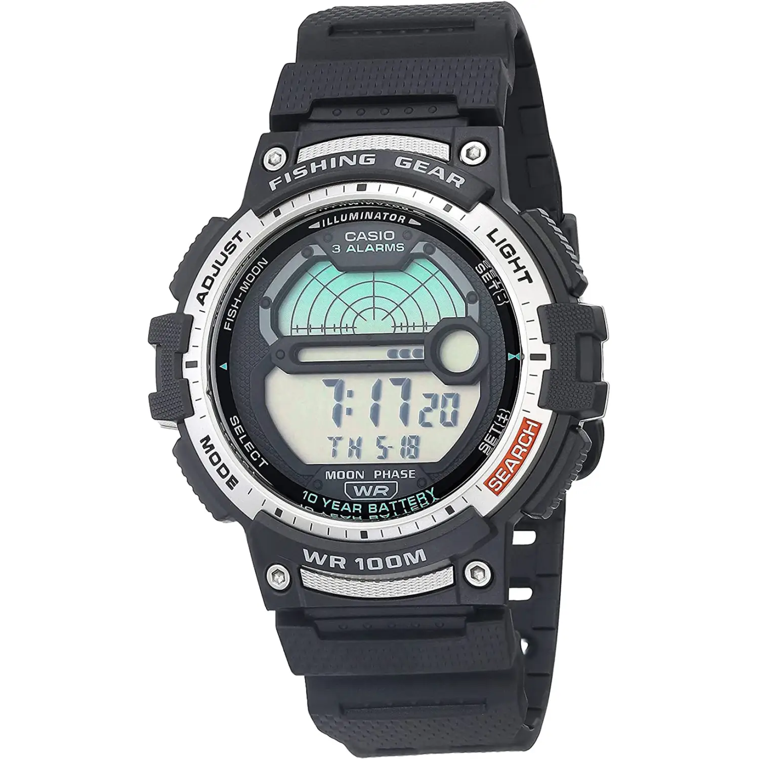 Casio Men’s Sports Digital Moon Data 100m Black Resin Watch