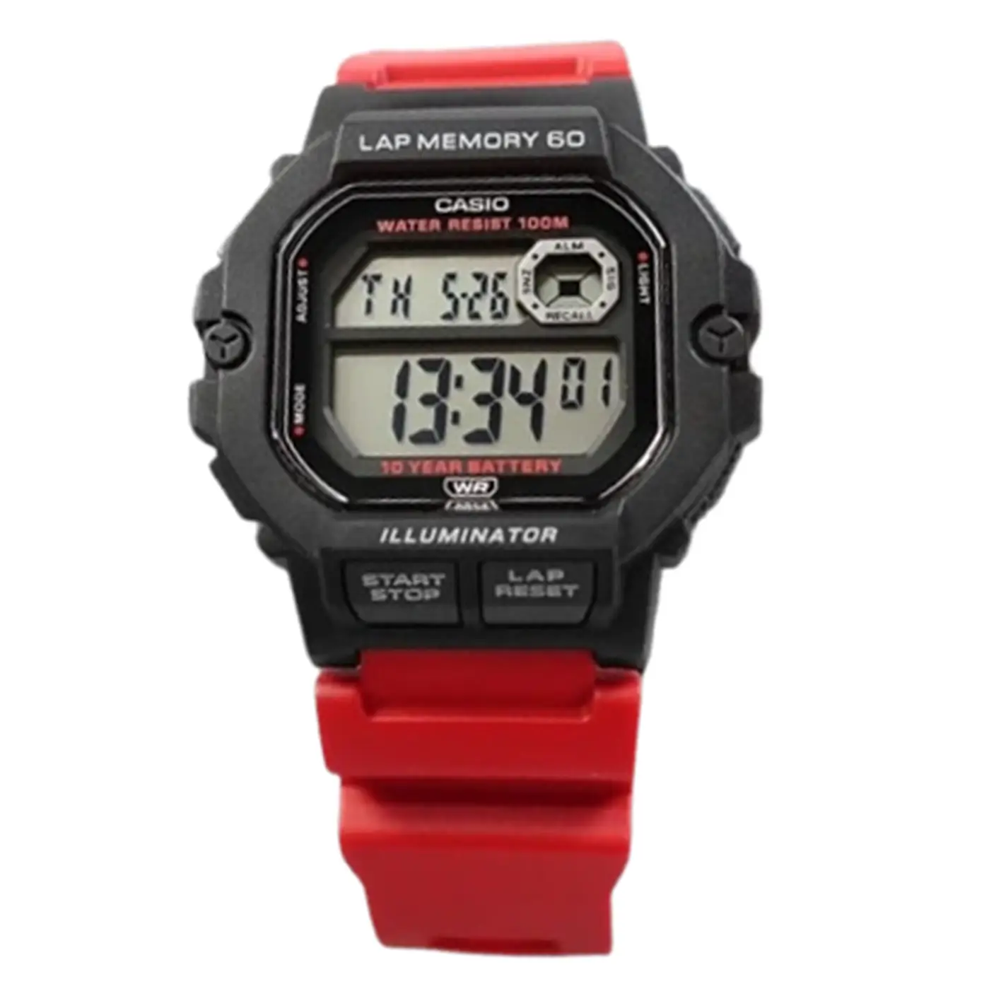 Casio Men’s Sports Gear Digital Quartz 100m Black /Red Resin