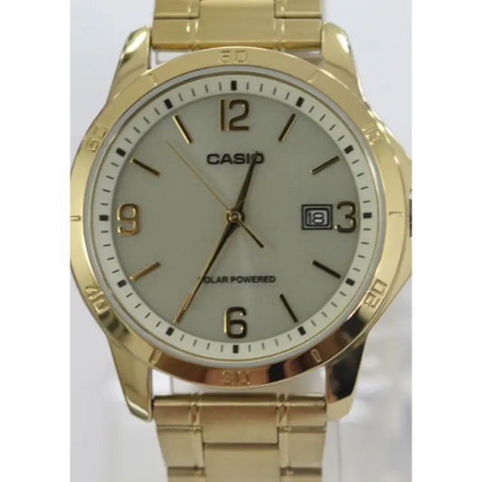 Casio Men’s Stainless Steel Date Display Gold Dial Watch