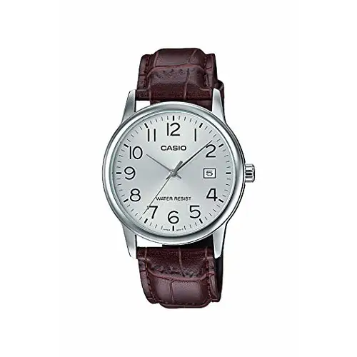 Casio Men’s Standard Stainless Steel Brown Leather Watch