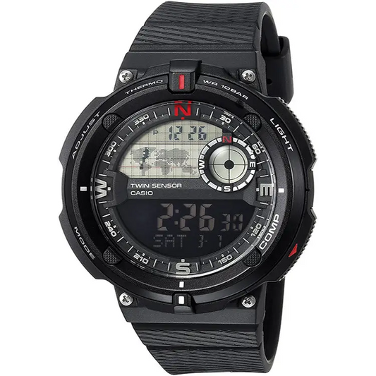 Casio Men’s ’Twin Sensor’ Quartz Black Resin Gray Dial Watch
