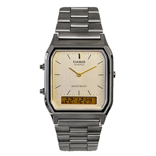 Casio Men’s Vintage Ana-Digi Quartz Cream Dial Stainless