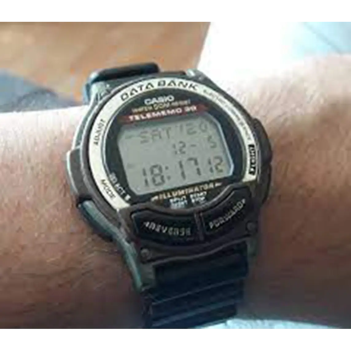 Casio Men’s Vintage Data Bank Dual Time Black Resin Watch