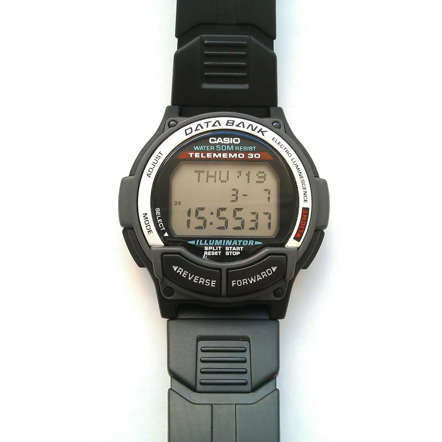 Casio Men’s Vintage Data Bank Dual Time Black Resin Watch