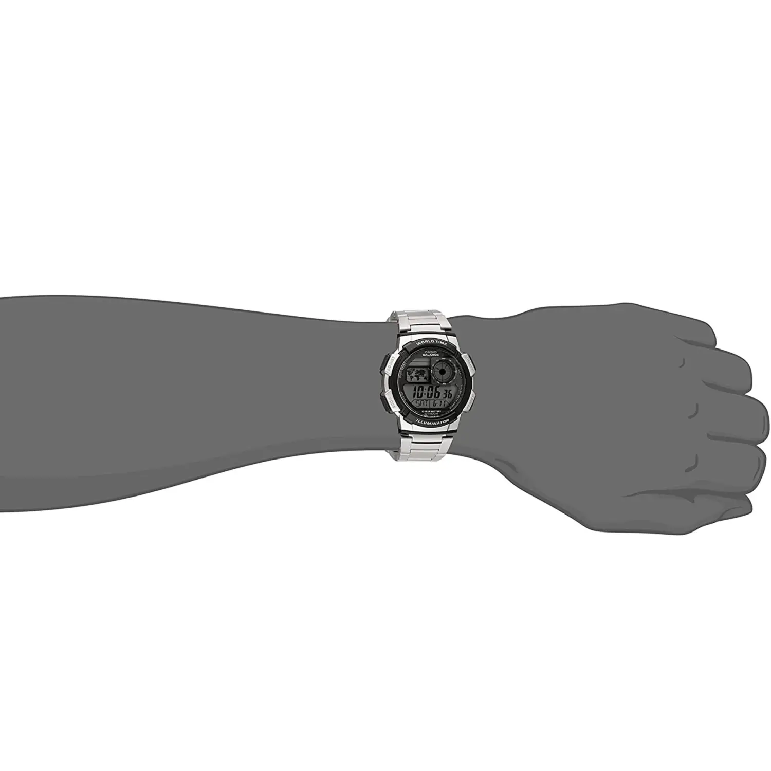 Casio Men’s World Time Silver-Tone Bracelet Digital Sport