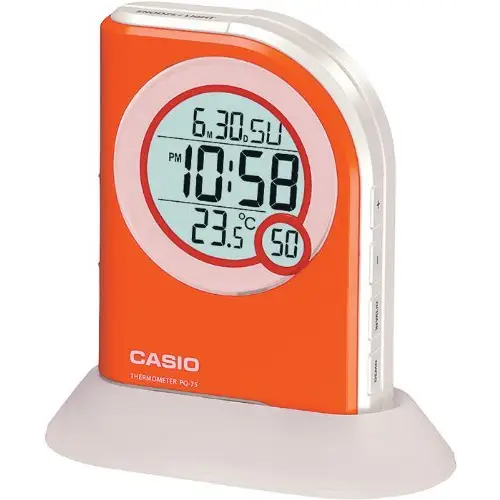 Casio Multi Function Thermometer Table Top Orange Digital