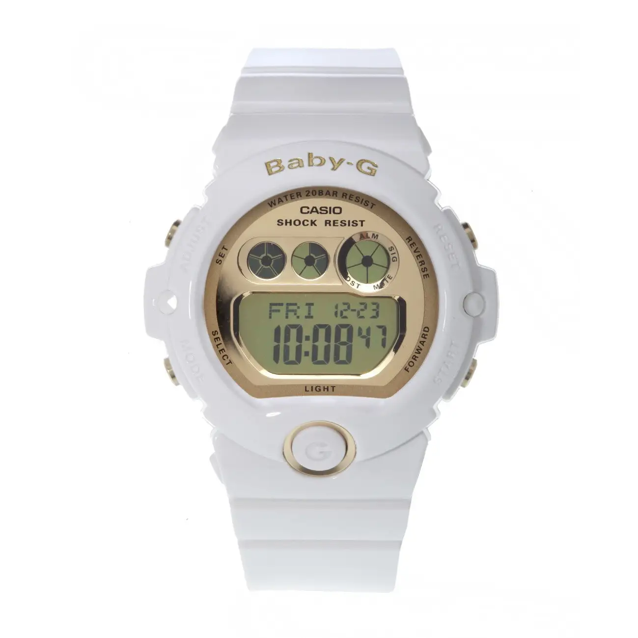 Casio Women’s Baby-G White Resin and Gold-Tone Accented
