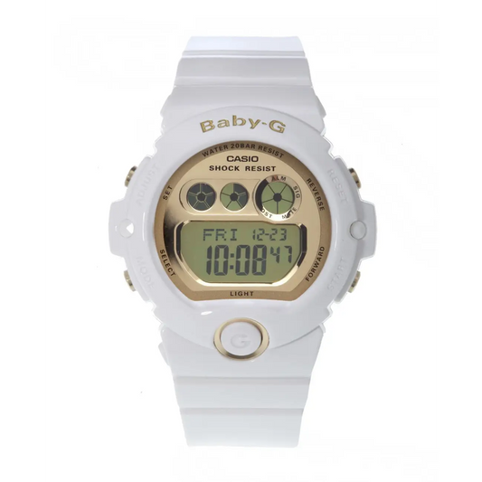 Casio Women’s Baby-G White Resin and Gold-Tone Accented