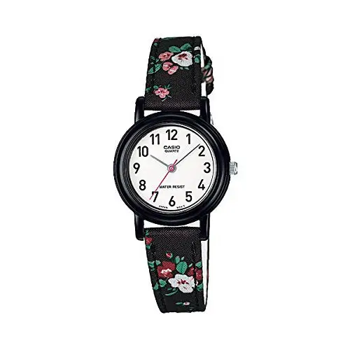 Casio Women’s Leather/Fabric Black Floral Analog Watch