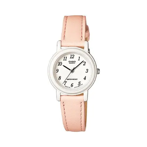 Casio Women’s Light Pink Genuine Leather Analog Watch