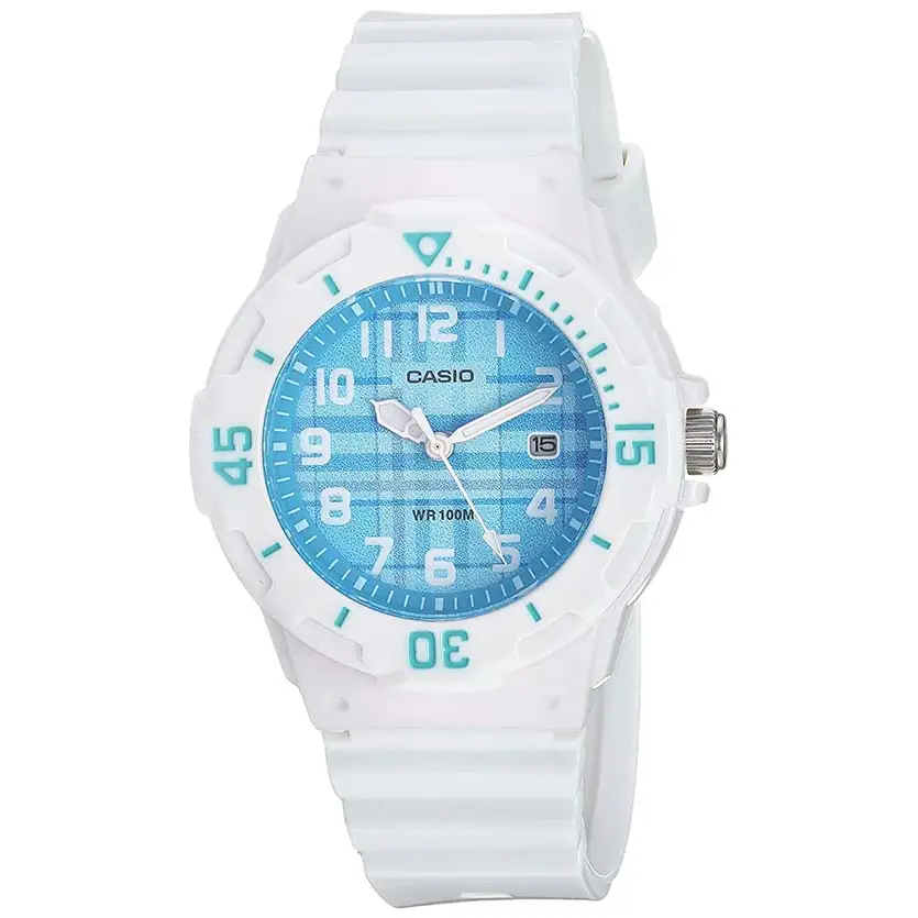 Casio Women’s Quartz 100m Blue Dial White Resin Watch