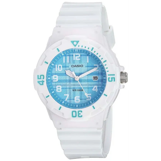 Casio Women’s Quartz 100m Blue Dial White Resin Watch