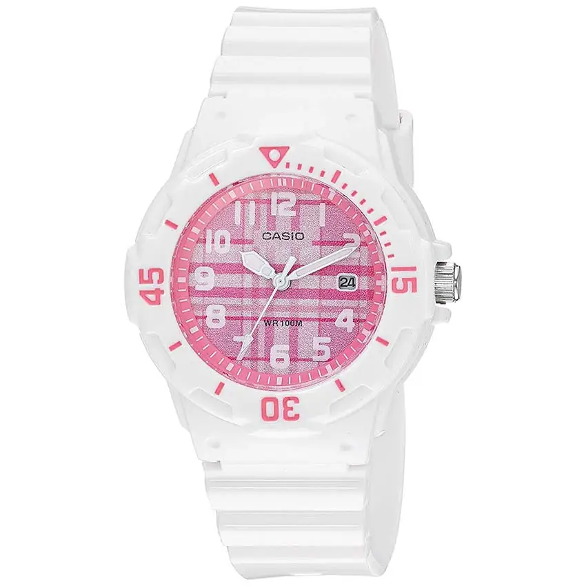 Casio Women’s Quartz 100m Pink Dial White Resin Watch
